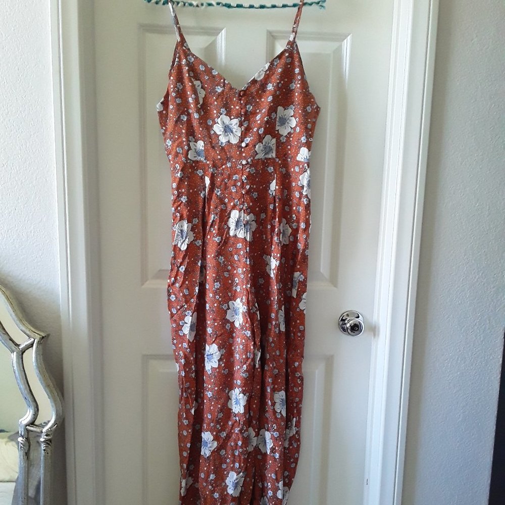 Floral Orange Jumpsuit